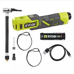 USB Lithium Cordless Bike and Ball Pump Inflator Kit with 2.0 Ah USB Lithium Battery and Charging Cable