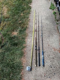 3 used fishing poles, poles ony