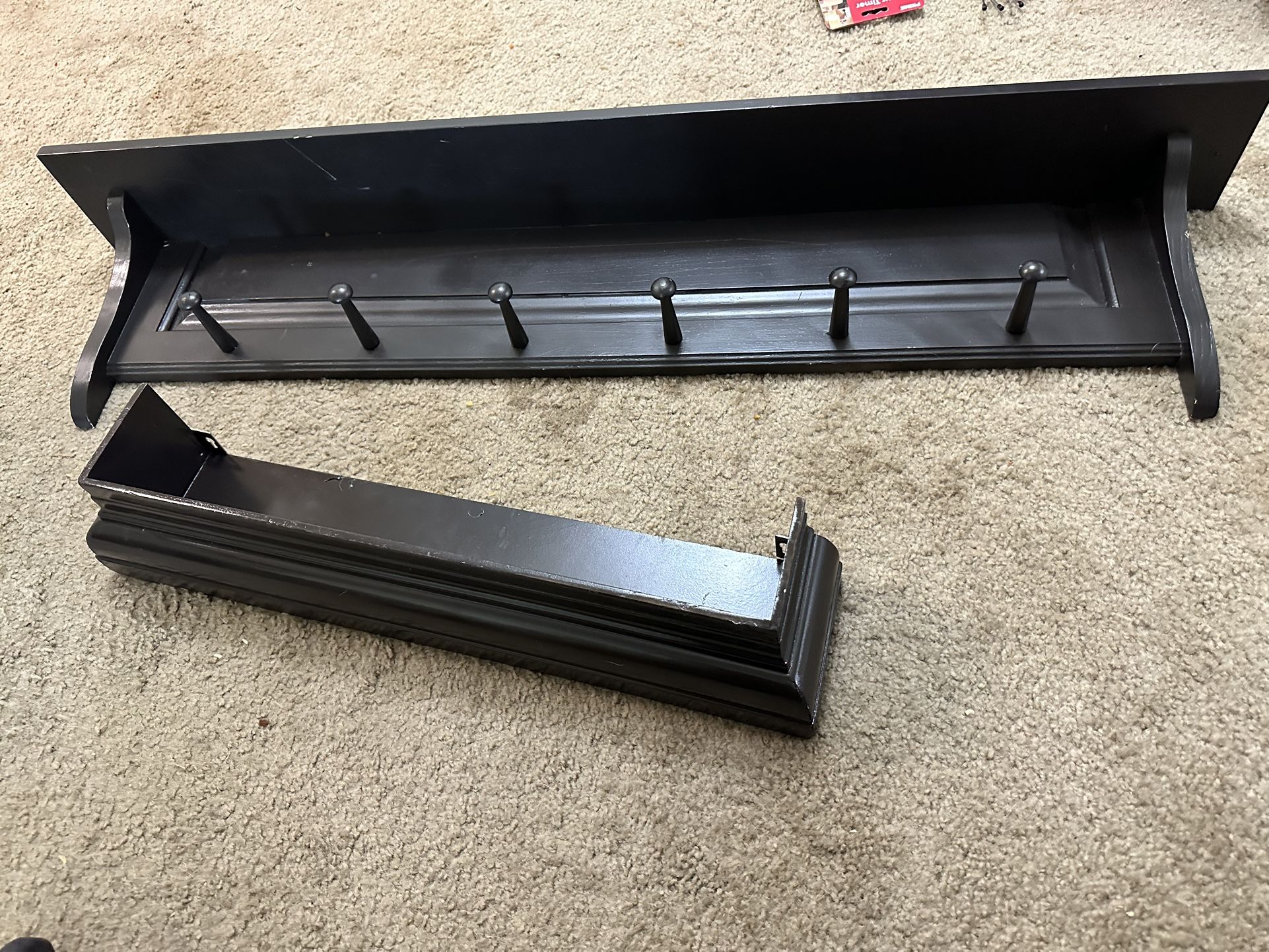 Matching Dark Brown Coat Rack, And Wall Shelf