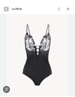 Tags on La Perla Vintage original Bologna Floral Lace Black Bodysuit with Strappy Front