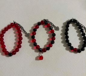 Set of 3 red and black bracelets