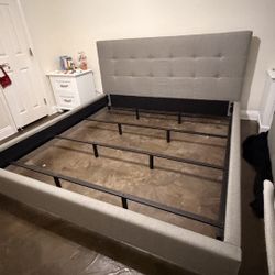 Gray King Bed Frame – Modern & Sturdy