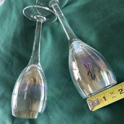 Pair Of 2 Small Iridescent Wine Glasses