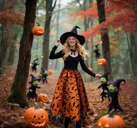 Halloween women’ Witch Bat Sequin Skirt size  M/L