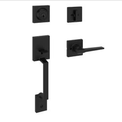 Amador Matte Black Single Cylinder Entry Door Handleset with Hollis Lever Ft SmartKey Security=kwik-186