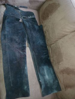 Black Suede Leather Riding Chaps