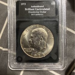 1973  brilliant uncirculated eisenhower silver dollar 