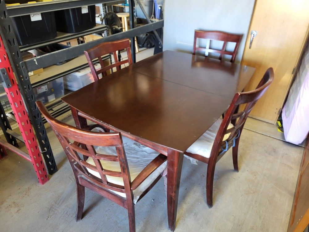 Solid Wood Dining Table And 4 Chairs