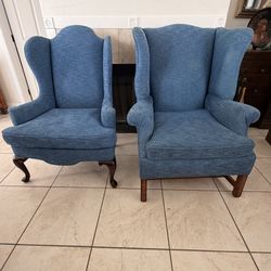 Pottery barn, wingback, accent chairs, blue set of two