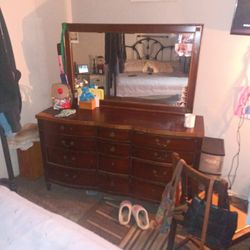 Vintage 12 Drawer Dresser With Mirror