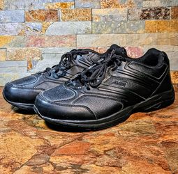 Avia Black Casual / Work Shoe  • Slip Resistant • Man Made Upper • Traditional Lace Closure • Molded Insole For Comfort • Phylon Midsole For Lightweig