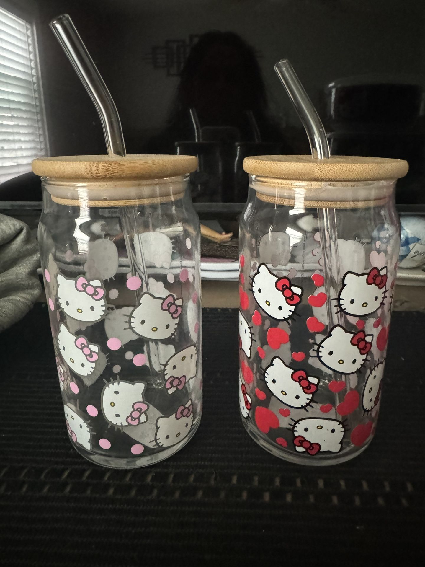 Hello Kitty Glass Cups $25 Both Or $15 Each