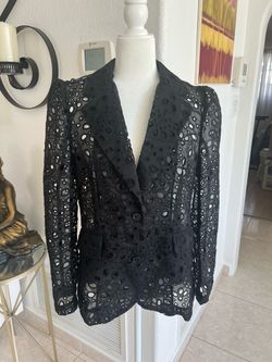 Black lace  fabric coat size m