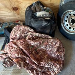 Bag Of Decoys And Insulated Dog Kennel Cover