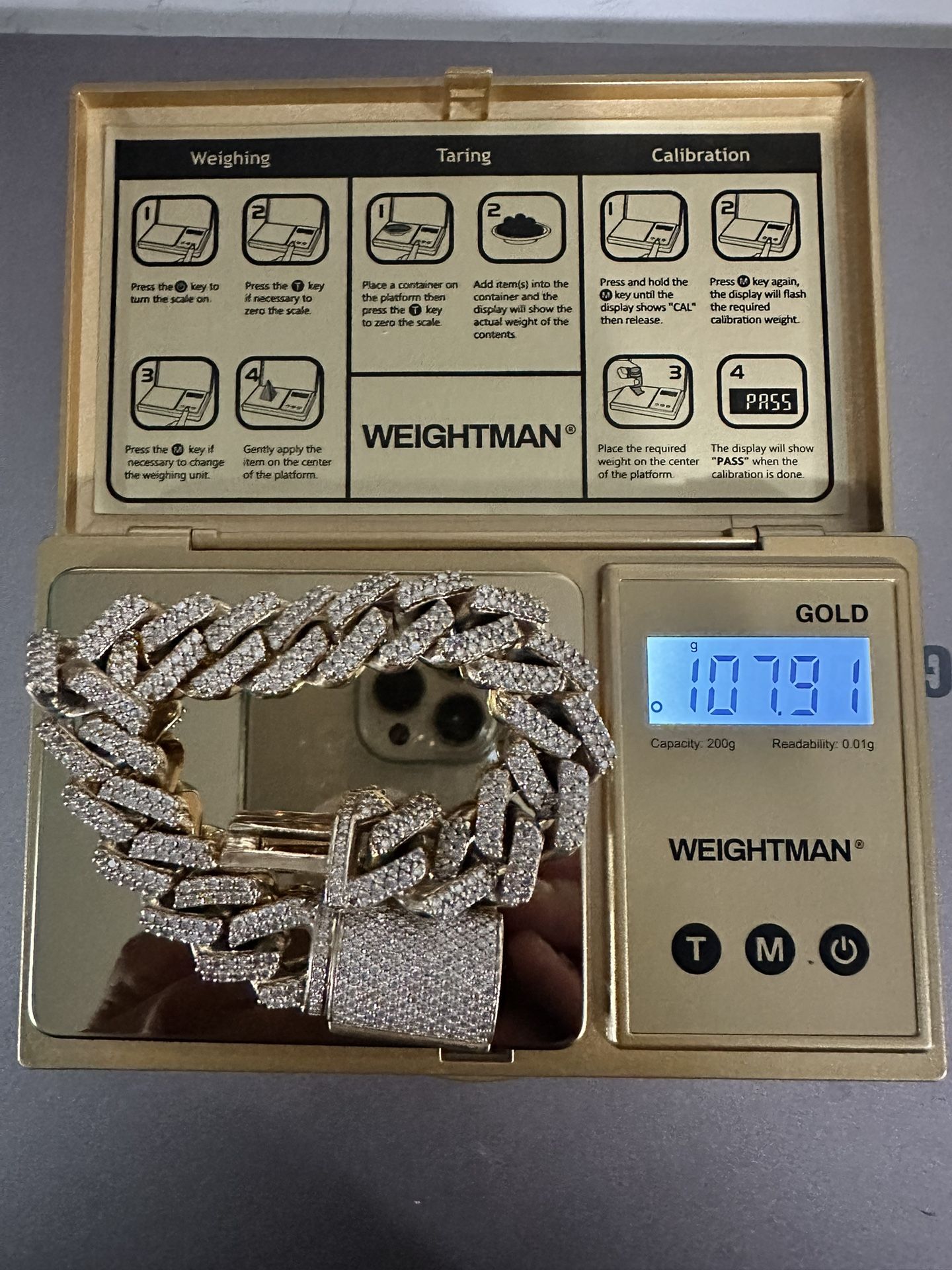 14k Solid Gold  Cuban Bracelet W/ Diamonds