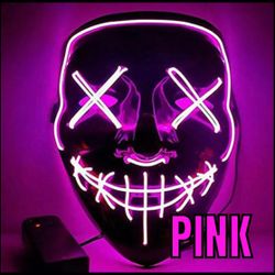 PINK Halloween Scarecrow LED Mask