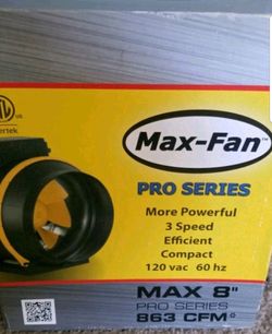 Max-Fan pro series 8" inline fan