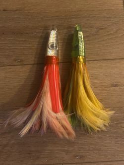 Zukers Vintage Feather Trolling Lures Set of 2 Saltwater Big Game