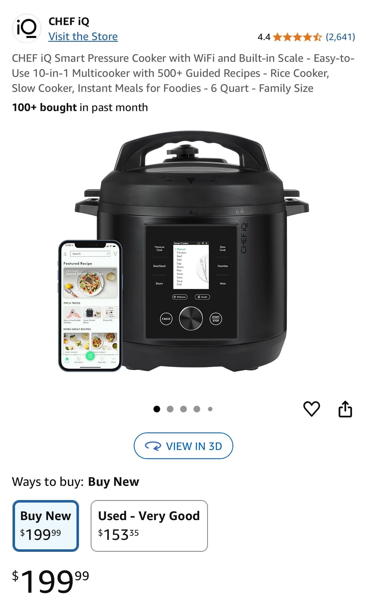 CHEF iQ Smart Pressure Cooker – 6 Qt (Family Size)