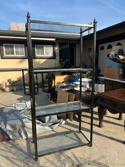 Metal/Glass 4 Shelf Unit 68x33x16 inches