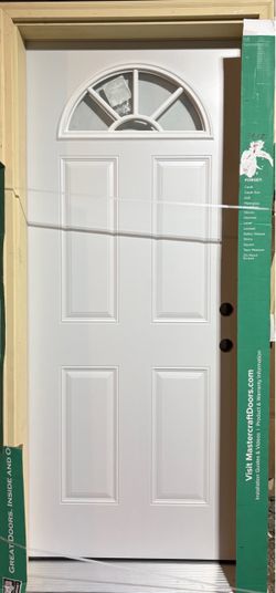 New 34x80 steel exterior door, 1/2 round glass