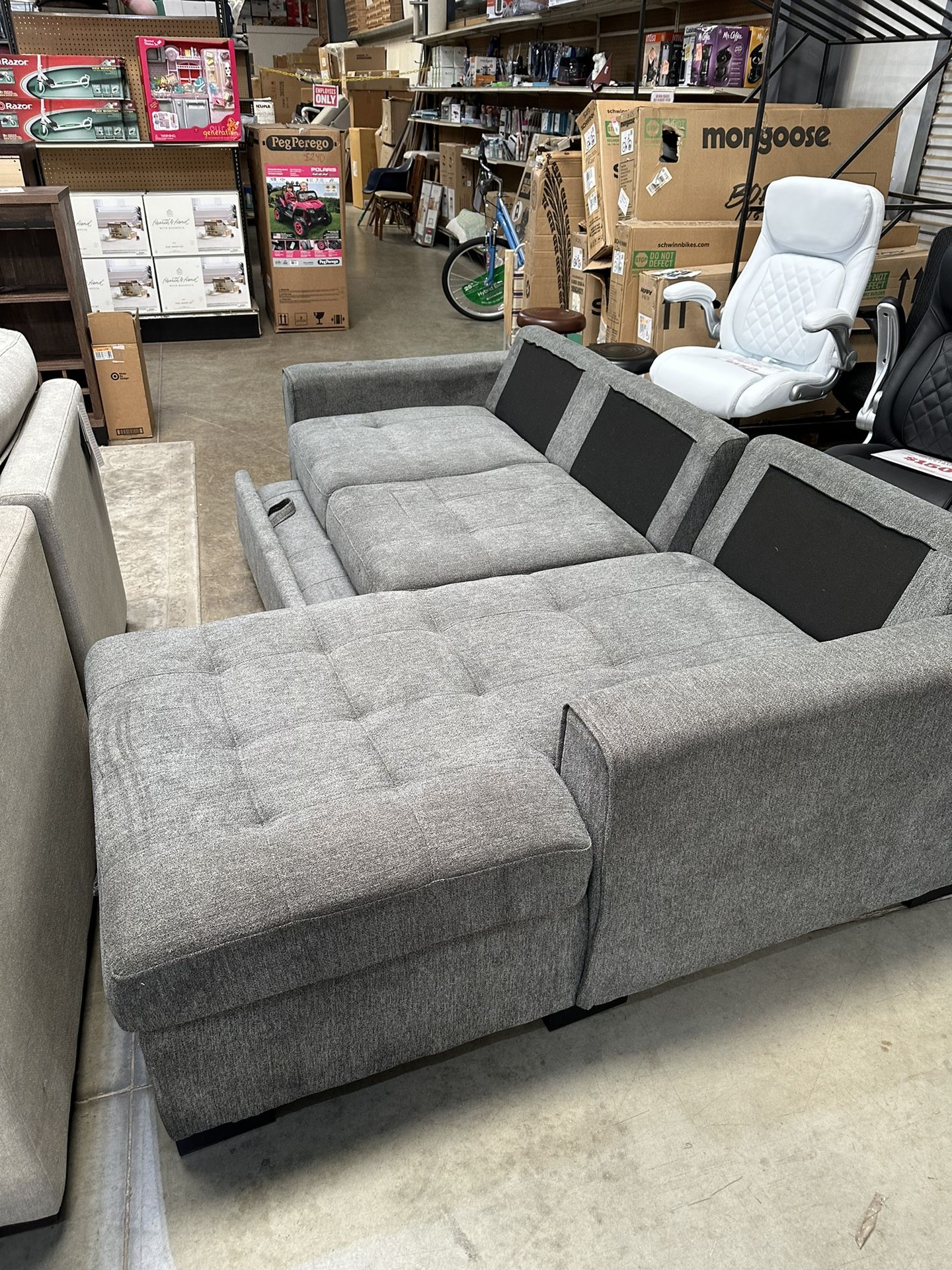 Sleeper Sectional With Storage Chaise (AS IS)