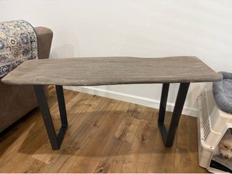 Sofa/entry table faux wood live edge and metal