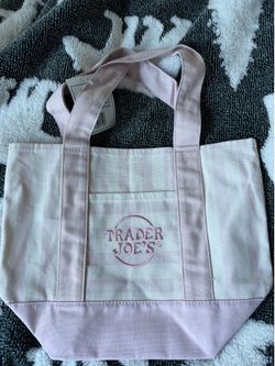 Trader Joe stripped tote bag pink