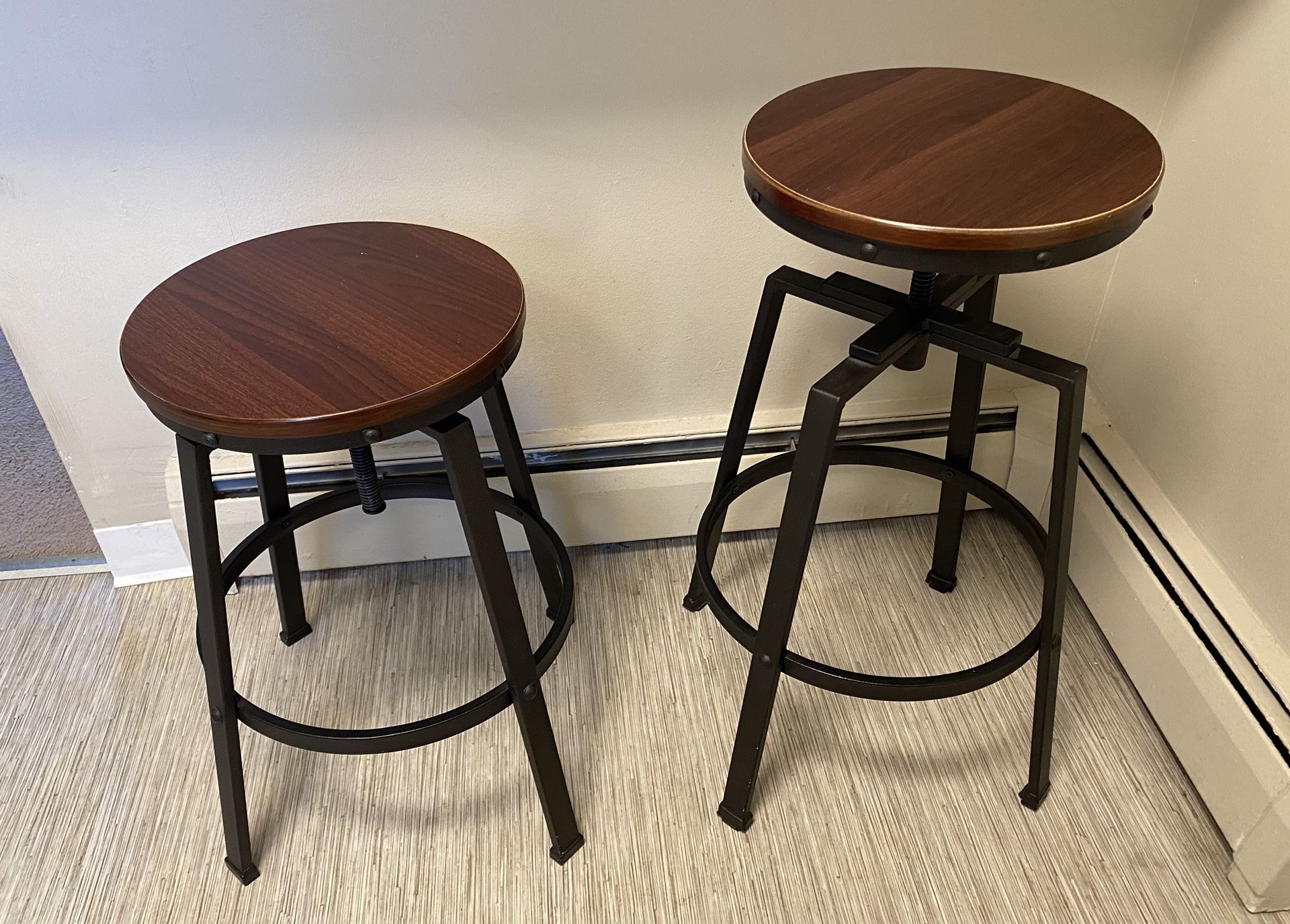 Lewiston Adjustable Swivel Industrial Barstool - Set of 2