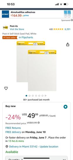 Post-it Self-Stick Easel Pad, White 2 Pack 
