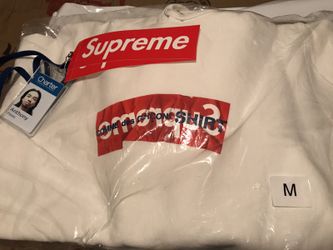 SUPREME X COMME DE GARÇON WHITE HOODIE SIZE: MEDIUM