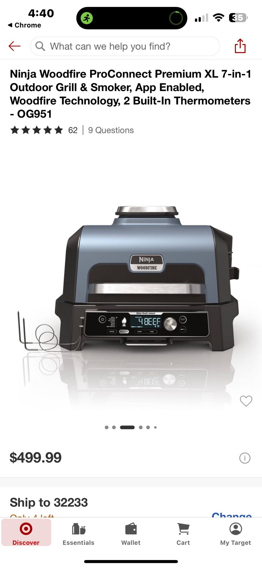 Ninja Woodfire Pro XL Outdoor Grill & Smoker With Built In Thermometer