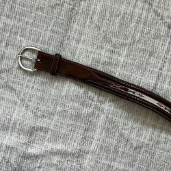 Vintage Silver Creek Classics Brown Leather Native Aztec Embroidered 42-45” Belt