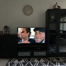 TV storage combination/glass doors, black -TV Included 