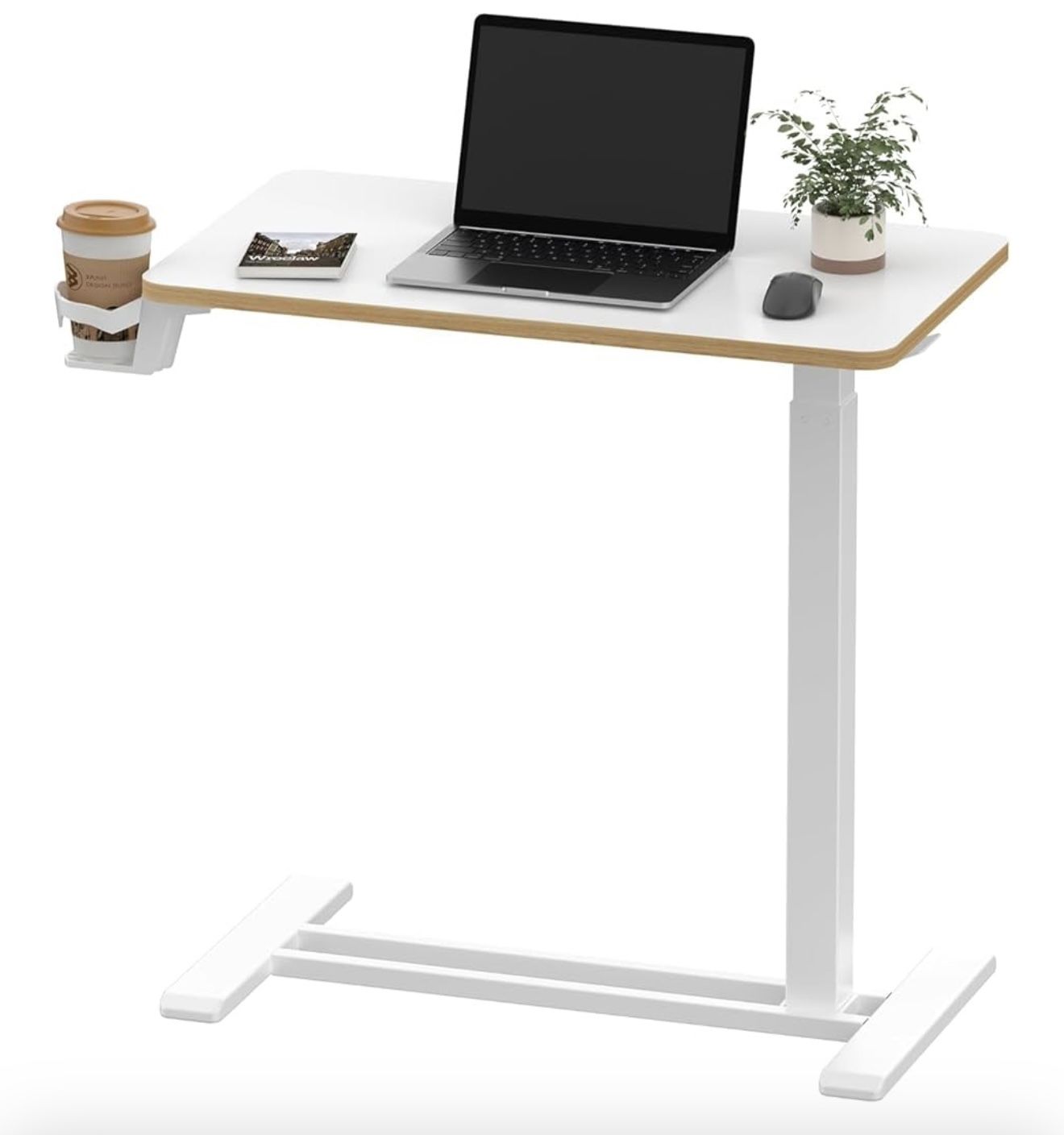 NEW IN BOX-SANODESK Medical Adjustable Overbed Bedside Table with Hidden Casters, Pneumatic Mobile Laptop Computer Standing Desk Cart Overbed Table wi
