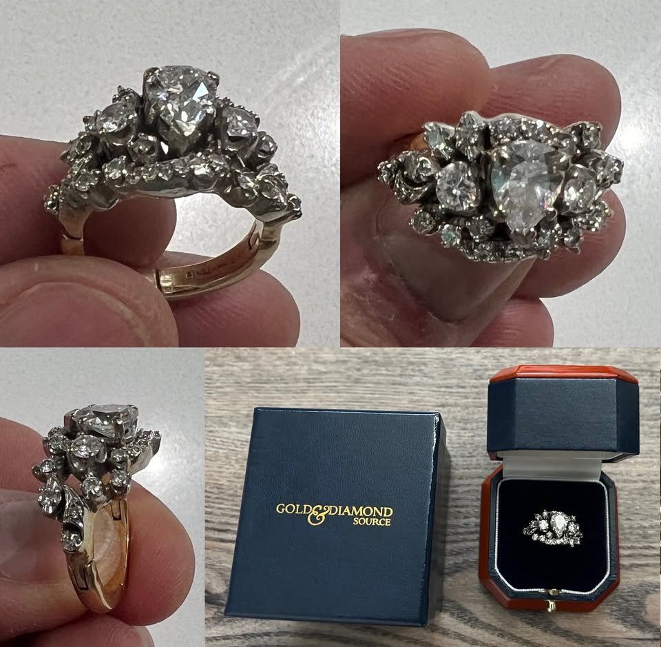 Vintage Antique Wedding Ring 1ct Pear Shape 14k Gold