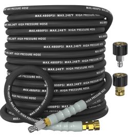 3/8" Pressure Washer Hose 50FT 4800 PSI, Kink Resistant Steel Braided Layer & NonMarking Rubber
