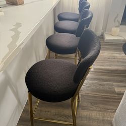 4 Counter Stools / Black & Gold 