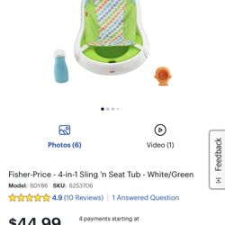 Fisher-Price - 4-in-1 Sling 'n Seat Tub - White/Green