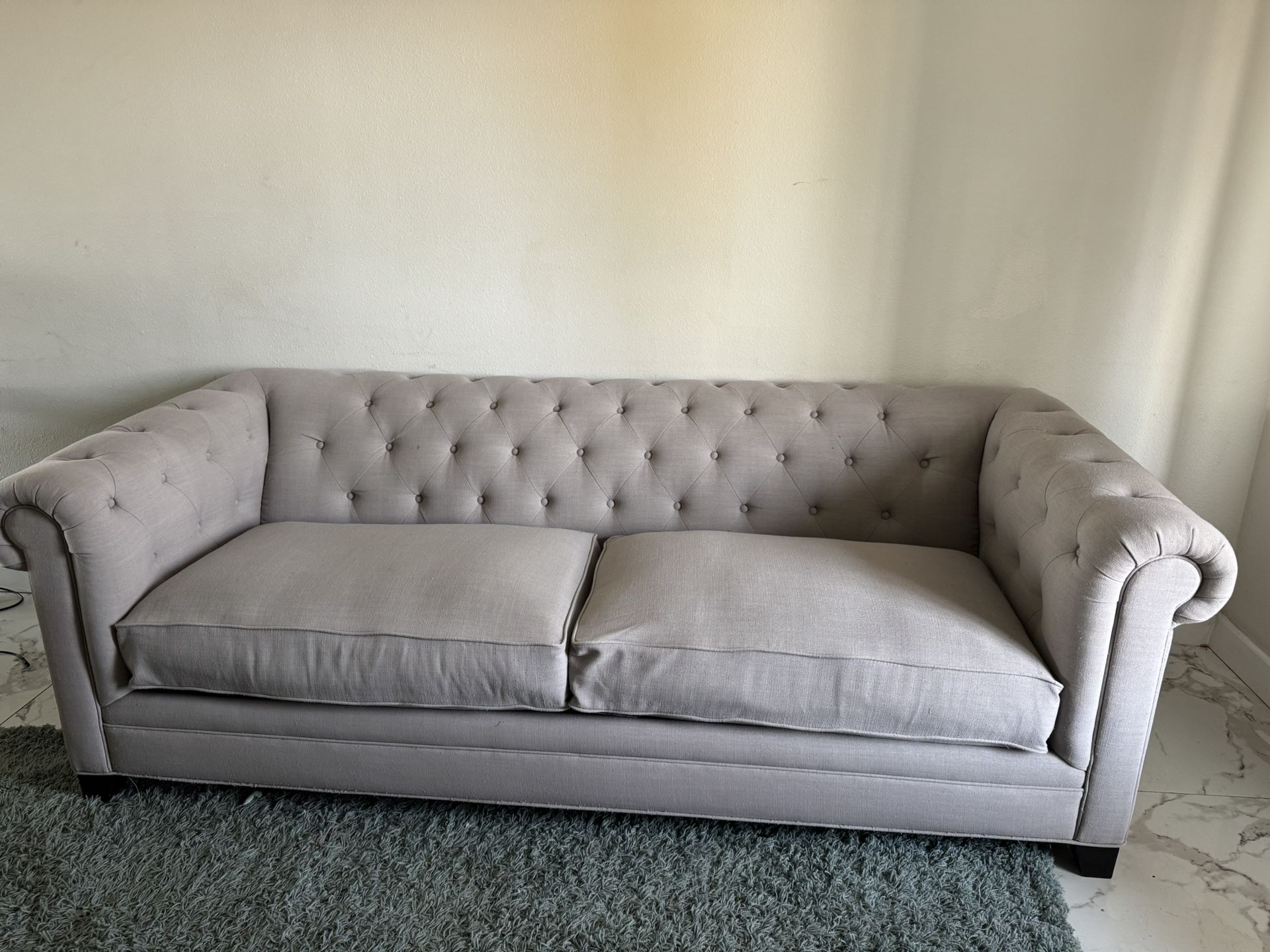 Gray Tufted Chesterfield Sectional Sofa Couch 