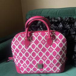 Dooney & Bourke Sanibel Satchel In Hot Pink And White 