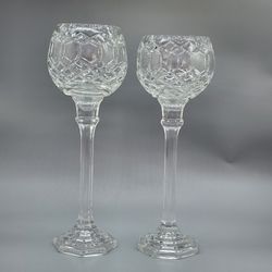 Vintage Crystal Globe 2-Tall Vase One 13in One 13½in