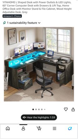 Title: White L-Shaped Corner Desk with Storage