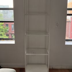 White Metal & Glass Bookcase