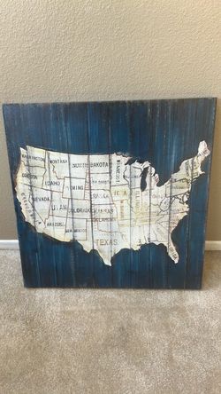 USA Map Wall Art on Wood Panel