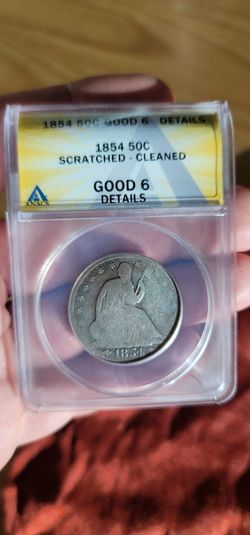 1854 seated Silver Liberty Half Dollar Graded