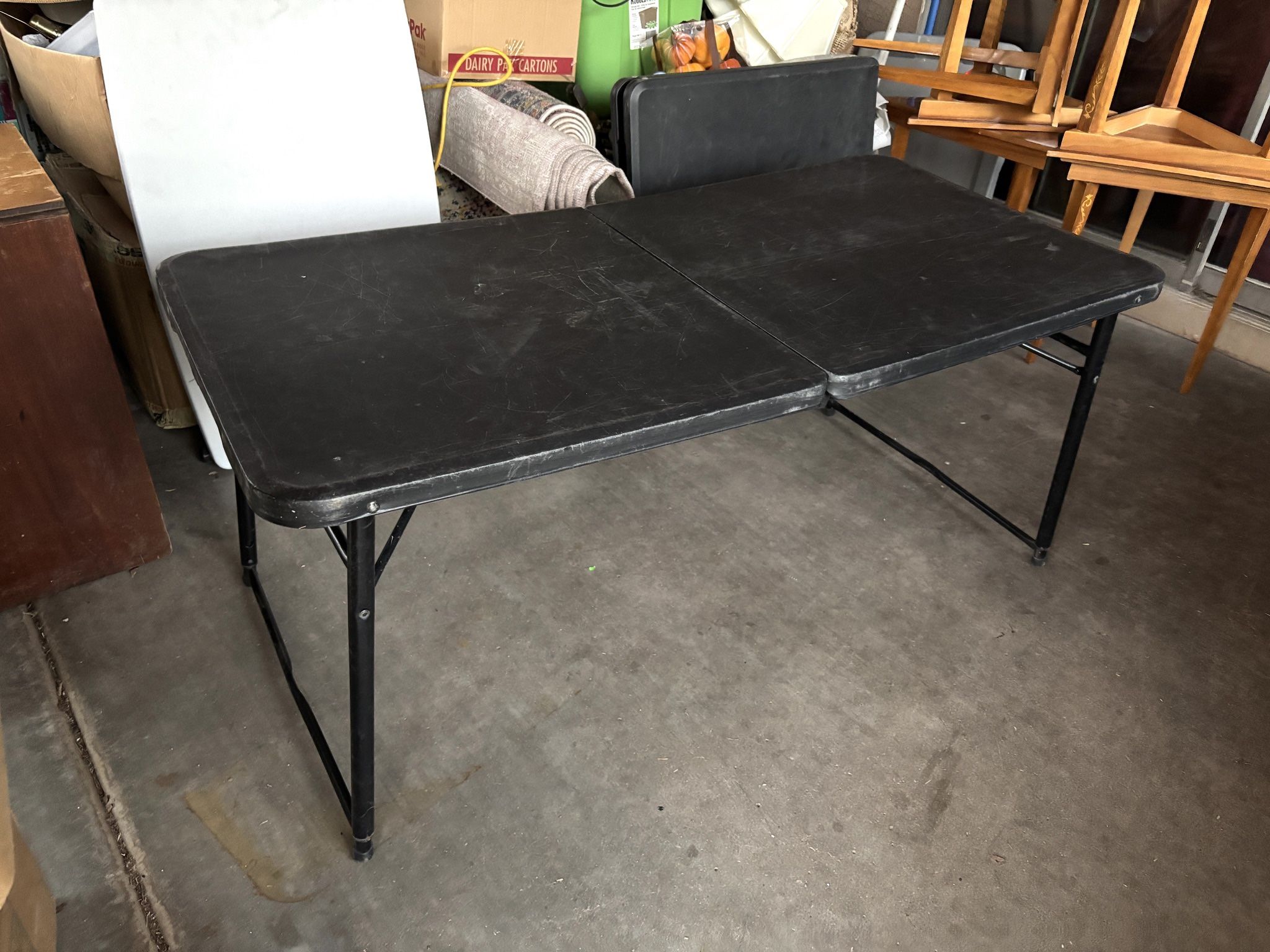 4FT Folding Adjustable Utility Table Black