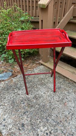 Red Handpainted Tray Rack