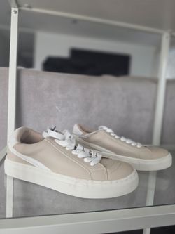 Beige Low-Top Platform Sneakers