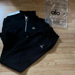 Alo Black Tracksuit 2 Piece SET 1/4 Zip